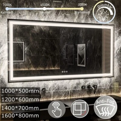 Specchio bagno XXL illuminazione LED specchio luminoso touch specchio da parete 100/120/140/160 cm - Immagine 1 di 4