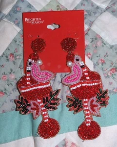 Nuevos pendientes de cóctel flamenco rosa con cuentas - Imagen 1 de 2
