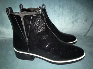 Mercedes Castillo Black Patent Leather Ankle Boots Booties Size 7 EU 37 - Picture 1 of 14