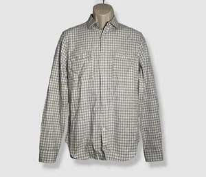 $89 DKNY Men's Gray Plaid Collared Long Sleeve Button-Up Shirt Size S - Picture 1 of 3