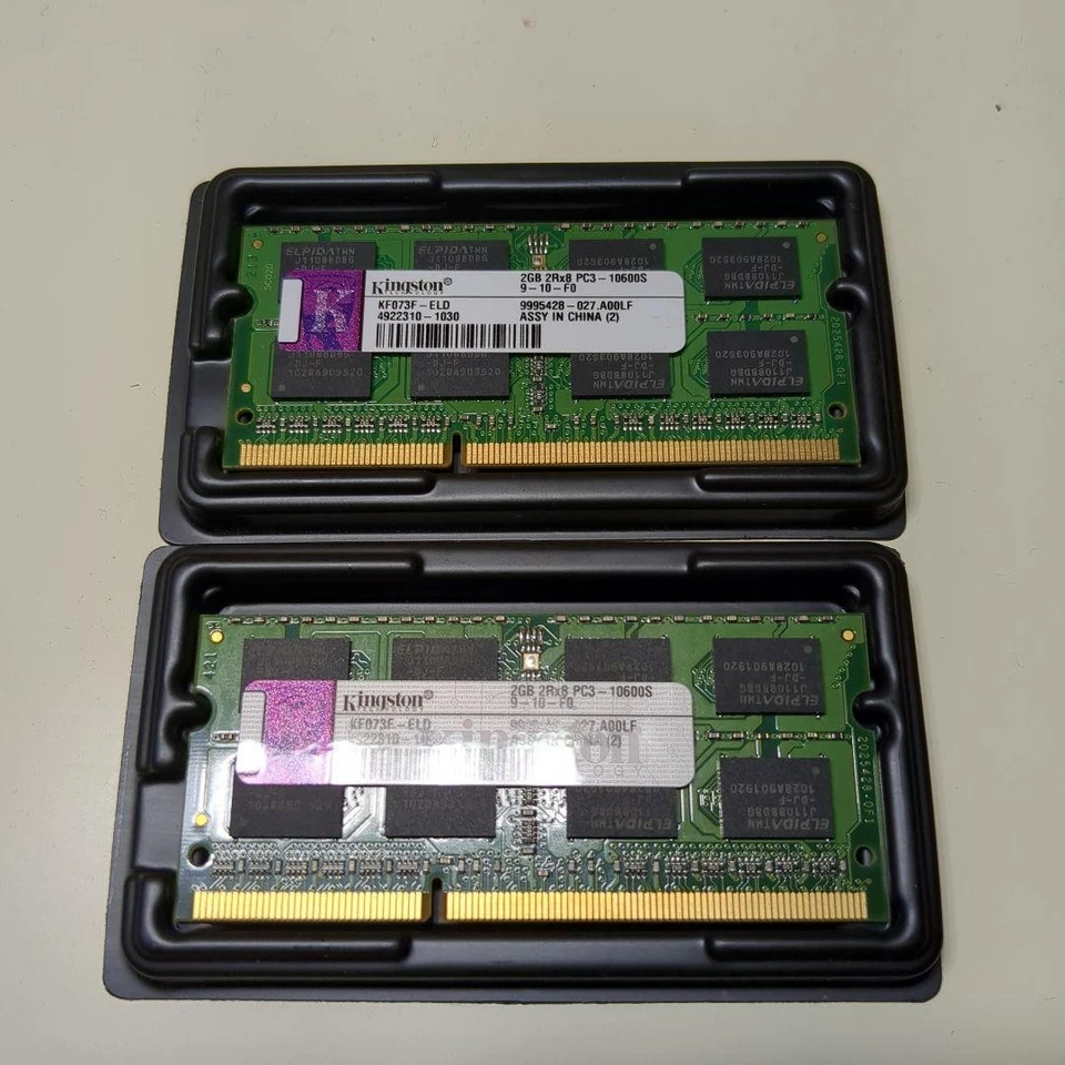 Kingston 4GB (2x2GB) DDR3 PC3-10600S Laptop Memory RAM Modules Used/Tested - Image 1 of 1