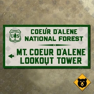 Idaho Coeur D'Alene National Forest Mount CDA Lookout Tower road sign USFS 16x8 - Picture 1 of 2