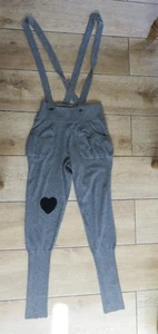 Juicy Couture Bird 100% Cashmere Grey Black Heart Dungarees Jumpsuit Joggers S - Picture 1 of 4