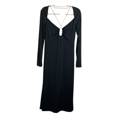 Sexy Vestido Jason Wu Talla Grande Negro Slinky Tirantes Midi Vestido Fiesta de Vacaciones  Foto 1 de 4