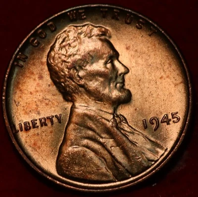 Uncirculated 1945 Philadelphia Mint Copper Lincoln Wheat Cent - Image 1 of 2