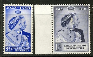 FALKLAND ISLANDS DEPENDENCIES KG VI 1948 Silver Wedding Set SG G19 & SG G20 MINT - Picture 1 of 2