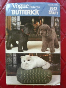 UNCUT Butterick Vogue STUFFED DOG & CAT Sewing PATTERN #8342- 1980's - Picture 1 of 2