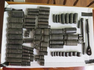 Lot of 82 Husky Black Chrome Sockets - SAE/Metric/Impact/Standard - 6 & 12 point - Picture 1 of 9