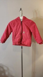 Little Girls Pink/Coral Lined Carhartt Hooded Coat W/ Pockets - Picture 1 of 17