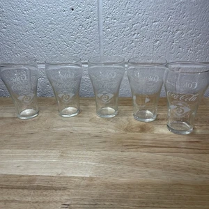 Set 5 bicchieri Coca-Cola 10 oz vintage 1977 75° anniversario Florida Coca-Cola soda - Foto 1 di 12
