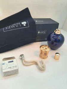 Lámpara Quemador Catalítico Lámpara Mecha Cobalto Azul Leopardo Oro Moteado Vidrio - Imagen 1 de 14
