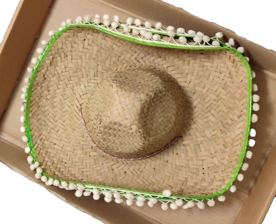 Horror-Shop Stroh Sombrero Mit Buntem Rand – Für Fasching, Karneval & Mottopartys