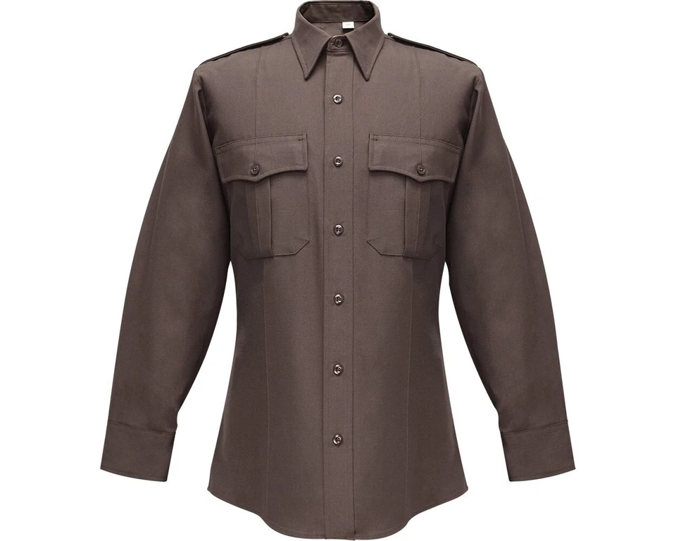 FLYING CROSS 45W66 MENS 16.5X34 DELUXE TROPICAL POLY/RAYON LONG SLEEVE BROWN - Image 1 of 1