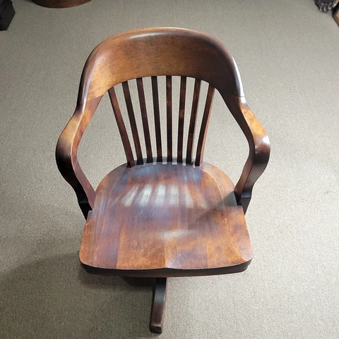 Antique Johnson Chair Co Maple Wood  Swivel Tilt Banker's/Lawyer's Chair 1920s Cover