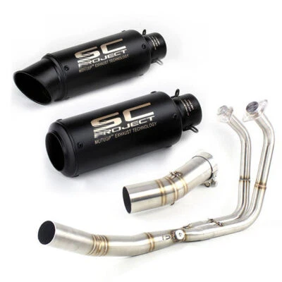 Slip para Kawasaki Ninja 400 250 2017-2022 escape enlace delantero tubo silenciador negro Foto 1 de 3