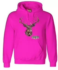 SALE: Men's 4XL - Pink Hoodie Sweatshirt Mossy Oak Deer Camo Hunting Hoody - Picture 1 of 1
