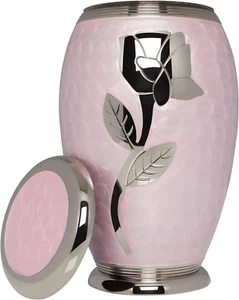 Pink Funeral Urn by - Cremation Urn for Human Ashes - Hand Made in Brass - Suit - Picture 1 of 5
