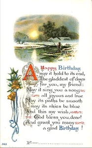 Vintage Postcard Birthday Greetings Scenic / 1911 Cancel - Picture 1 of 2