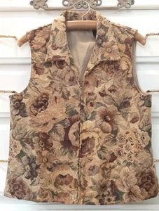 Chaleco tapiz floral de colección Crazy Horse Liz Claiborne talla M Cottagecore con cremallera forrado - Imagen 1 de 8