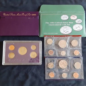 1993 U.S Mint Proof Set AND 1993 Uncirculated U.S Mint Coin set! NICE PAIR!!! - Picture 1 of 1
