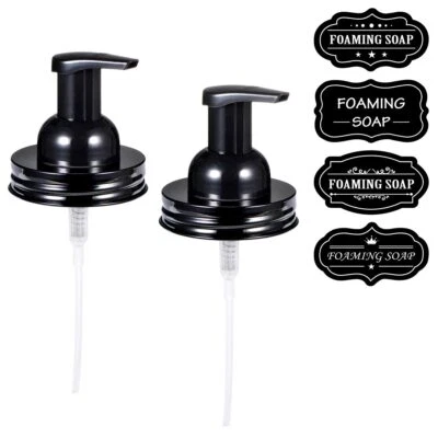 2Pack Stainless Steel Mason Jar Foaming Soap Dispenser Pump Bathroom Decor - Image 1 of 4