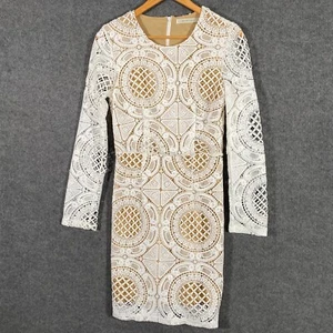 Winona Dress Womens 8 White Pencil Gathered Crochet Evening Formal Boho Gypsy - Picture 1 of 13