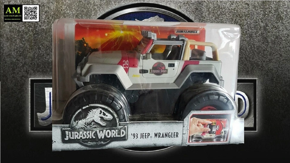 Jurassic World - 93 Jeep Wrangler - Matchbox Mattel 2017 - 1:24 - Nip - Image 1 of 4