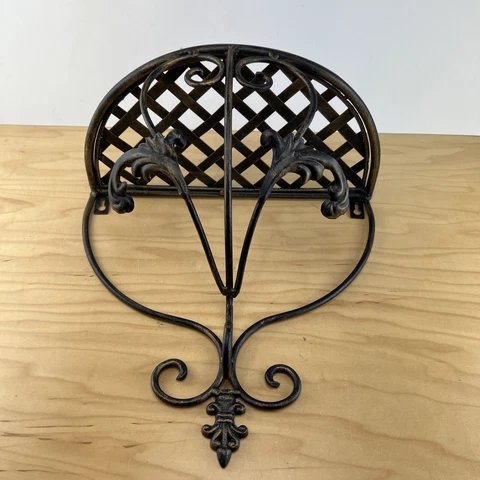 Vintage Ornate Decorative  Half Round Wrought Iron  Wall Shelf Corbel Cover