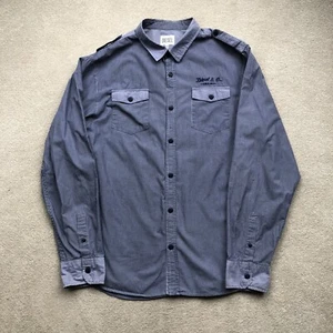 Diesel Vintage Men’s Military Style Button Up Striped Cotton Shirt Blue Size L - Picture 1 of 16