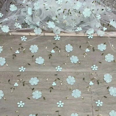1M Bordado 3D Floral Encaje Malla Tela Artesanal Flor Vestido de Boda Tela Costura Foto 1 de 4