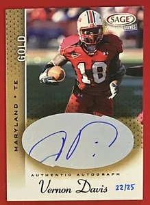 2006 Sage Gold Auto /25 Vernon Davis RC #A-05 Maryland Terrapines - Picture 1 of 2
