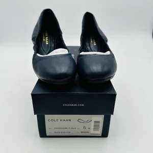 COLE HAAN Studiogrand Blazer Blue Leather Ballet Flats Comfort Shoes Size 5 NEW - Picture 1 of 13