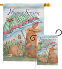 Bunnies W/Umbrella Easter Bird Butterfly Lossom Garden House Yard Flag Banner