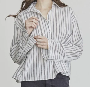 Elizabeth And James Wide Cuff Striped Blouse-Size XL-Free Shipping - Picture 1 of 2