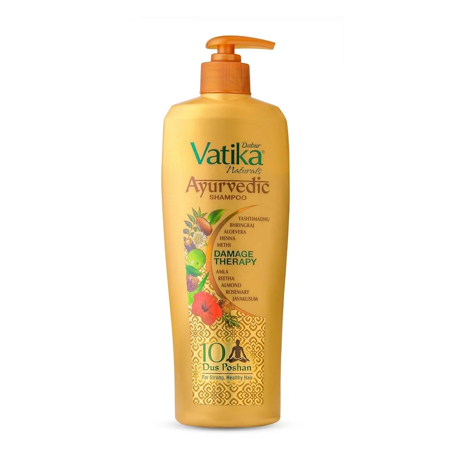 Dabur Vatika,, Champú Ayurvédico, Repara Daños Cabello, Controla Frizz 340ml Foto 1 de 4
