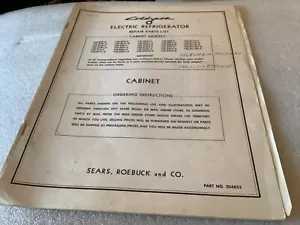 Coldspot Electrical Refrigerator Unit Models 106.Repair Parts List Sears Roebuck - Picture 1 of 11