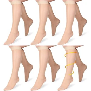 6 Pairs Sheer Compression Socks 15-20mmhg Knee High Lightweight Sheer Compres... - Picture 1 of 7