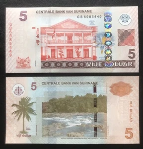 UNC Suriname 5 $ Five Dollar Banknote 2012 Serie - Bild 1 von 2