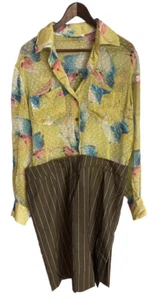 CHRISTIAN DIOR Boutique Paris Vintage 1980s Dress Sheer Green Brown 8 / 10 READ - Picture 1 of 24