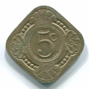 5 CENTS 1967 NETHERLANDS ANTILLES Nickel Colonial Coin #S12460C - Picture 1 of 3