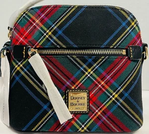 NWT*Dooney & Bourke*Black*Tartan Plaid*Domed Crossbody Shoulder Bag*22055A S214 - Picture 1 of 9