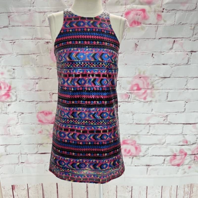 Amanda Uprichard sleeveless colorful sequin mini cocktail party dress - Image 1 of 4