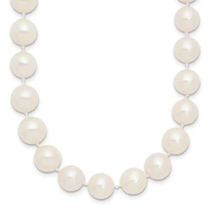 14k Yellow Gold 9-10mm White Near Round Freshwater Cultured Pearl Necklace - Picture 1 of 4