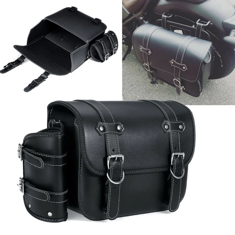 Side Saddle Bags with Cup Holder for Yamaha V-Star XVS 750 1100 Custom Silverado - Imagem 1 de 4