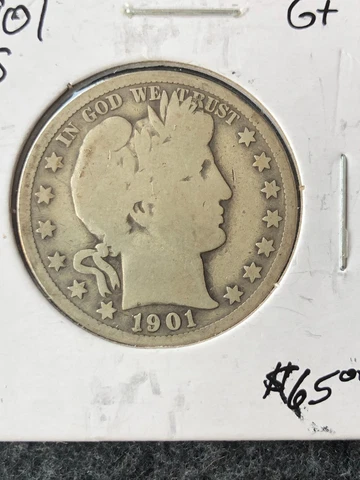 1901-S Barber Half in Good+ Condition Semi-Key Date Cover