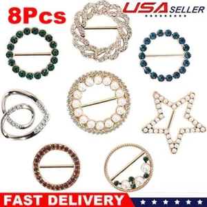8pcs Alloy Buckle Scarf Ring Clips T-Shirt Tie Clips Fashion Metal Circle Rings - Picture 1 of 5