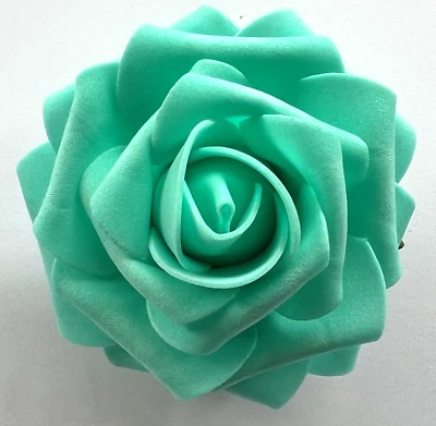 3" Tiffany Cyan Blue Rose FOAM Flower Hair Clip Clip-On Pin-Up Bridesmaid - Image 1 of 2