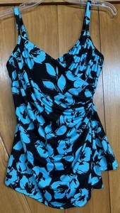 Miraclesuit Women's Draped Tankini Top Size 10 NEW Blue Swimsuit Slimming - Picture 1 of 8