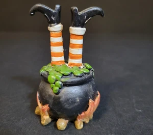Spooky Halloween Fall Village Town Witch Legs Out of Cauldron Fell in Like Lemax - Picture 1 of 7
