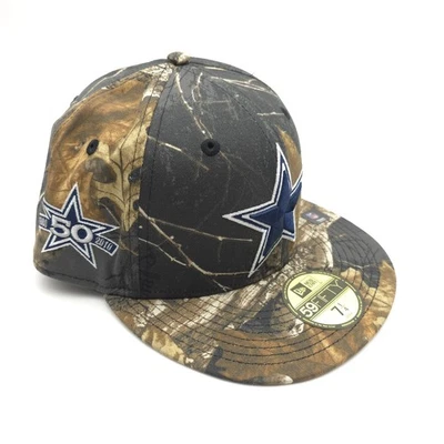 59FIFTY New Era Dallas Cowboys 50 Aniversario 1960-2010 Camuflaje Equipado 7 1/4 Raro Foto 1 de 4
